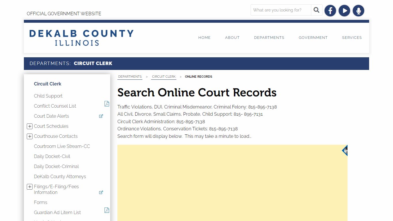 Search Online Court Records - DeKalb County, Illinois