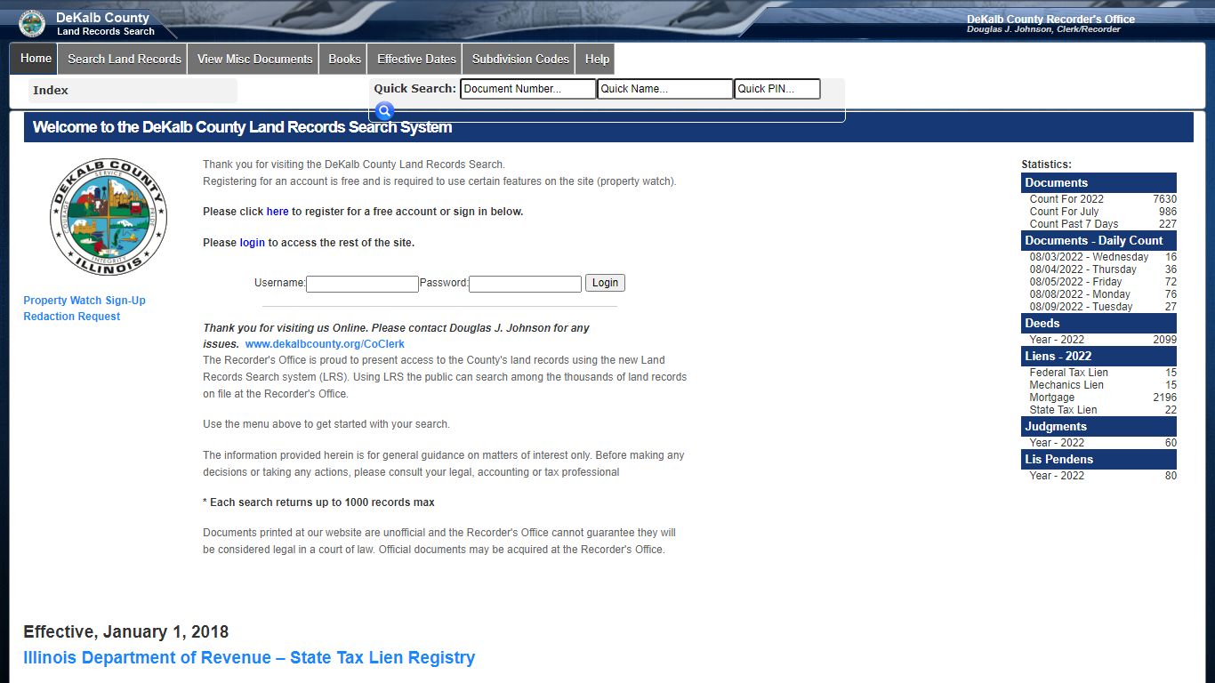 Welcome to the DeKalb County Land Records Search System